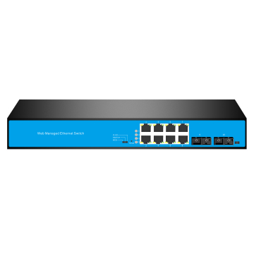 8x RJ45 10/100/1000Base-T and 2x Multi-Mode Dual Fiber 100/1000Base-X SC Port PoE Industrial Switch
