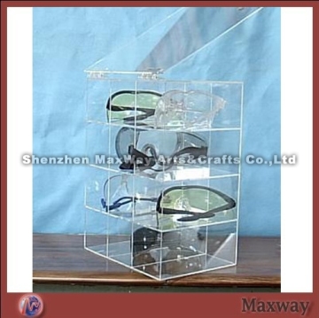 Multi-useful clear 4-tier top open acrylic goggle/swimming glass display