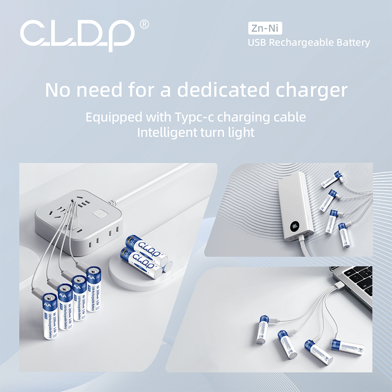 CLDP Zn-Ni 1.6V 2000mWh USB AA Rechargeable Batteries