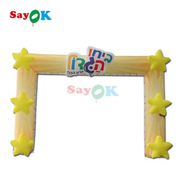 Customized Yellow Star Inflatable Archway with LED Lights for Party Events