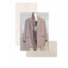 Feather-trimmed Double-breasted Turndown Collar Blazer