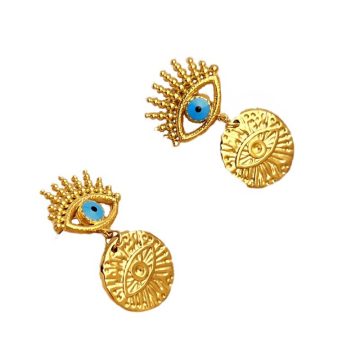 High Quality 18K Gold Plated Stainless Steel Women's Retro Devil Eye Earrings