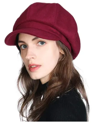 Retro art octagonal hat casual all-match wool beret