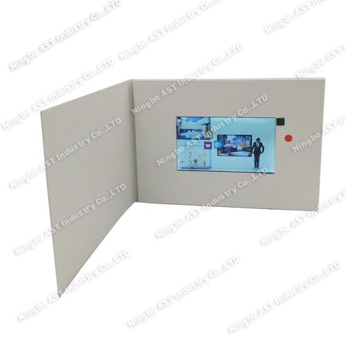 Folheto video do LCD de 5,0 polegadas, módulo video de Brochuse, cartões MP4