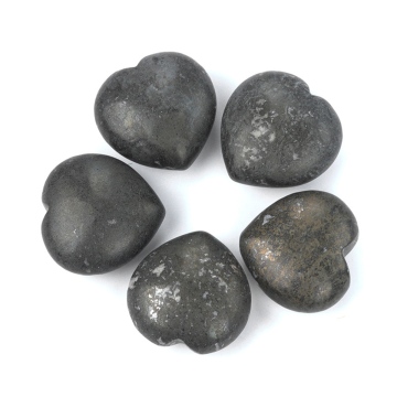 Pyrite 30MM Love Heart Gemstone for Home Decoration Handmade Craved