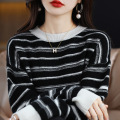 Vintage Crew Coun Contrast Stripe Ladies Pull