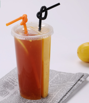 Disposable Double Twin Split Boba Cups 95MM 700ML with Lid and Straw
