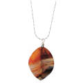 Natural Gemstone Agate Necklace with Silver Chain