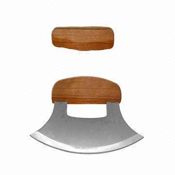 Cheese knife made of olive wood handle and stand