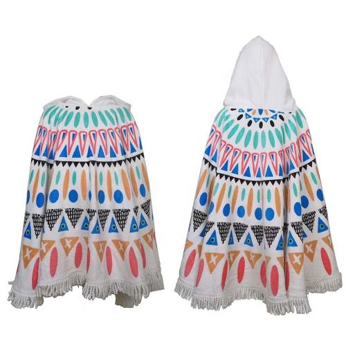 China colorful kids surf hooded poncho towel with tassel Manufactory