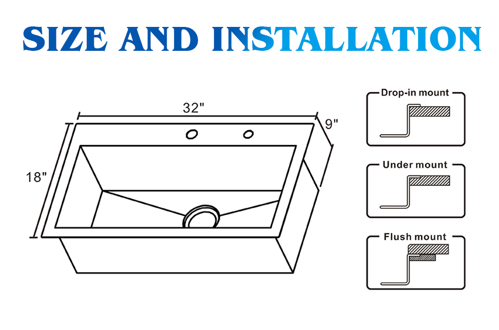 32 Inch Single Topmount Sink