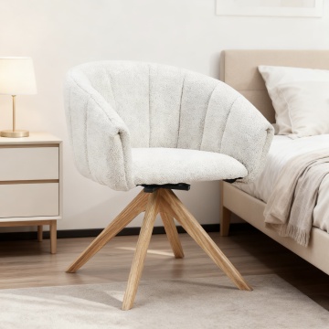 Luxury Linen Swivel Dining Chair with Legs