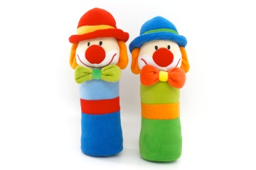 Baby rattle with teether and squeaker