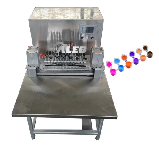 Best Selling 6 Nozzle Acrylic Paint Filling & Capping Machine: Sealing Paint Color Pots Efficiently