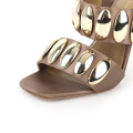 Satin Square-Toe Strappy Stiletto Sandals