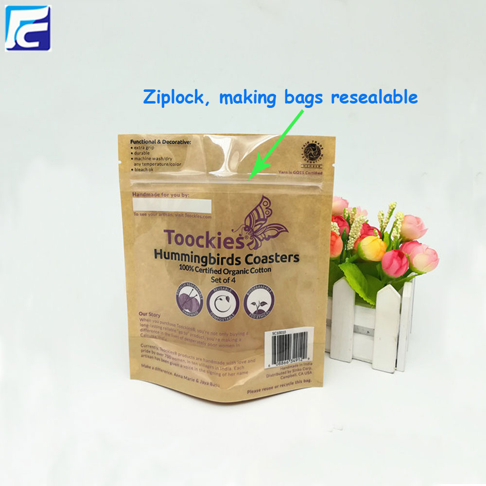 Candy transparent zip lock Kraft Paper Bags