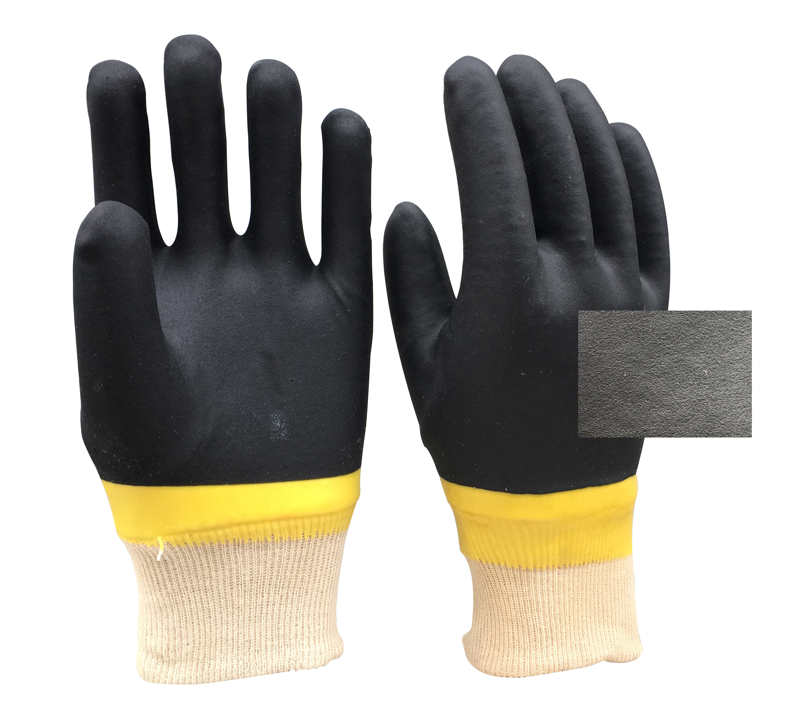 Black Color PVC Coated Gloves