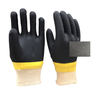 Schwarze Farbe PVC beschichtete Handschuhe