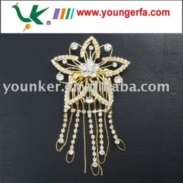 Luxuriant Bridal Gold Flower Hair Comb,Bridal Gold Flower Crystal Hair Comb,Hair Comb