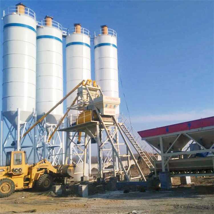 HZS75 ready-mix mini bucket-type concrete batching plant