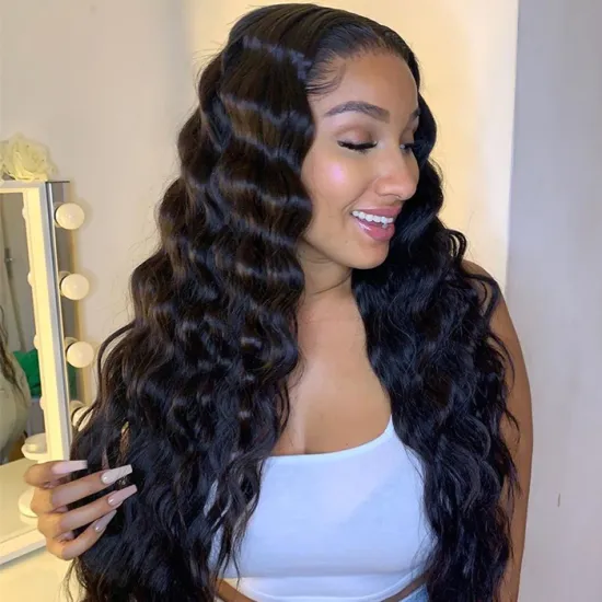 180% density brazilian loose wave human hair hd lace front wigs, pre plucked 10a loose curl human hair lace closure wigs
