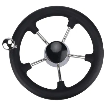 Steering Wheel with Knob 5 Spoke Destroyer Control Sailboat Boat Marine 316 Stainless Steel Silver High Mirror Polish