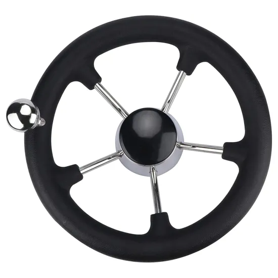 Steering Wheel with Knob 5 Spoke Destroyer Control Sailboat Boat Marine 316 Stainless Steel Silver High Mirror Polish
