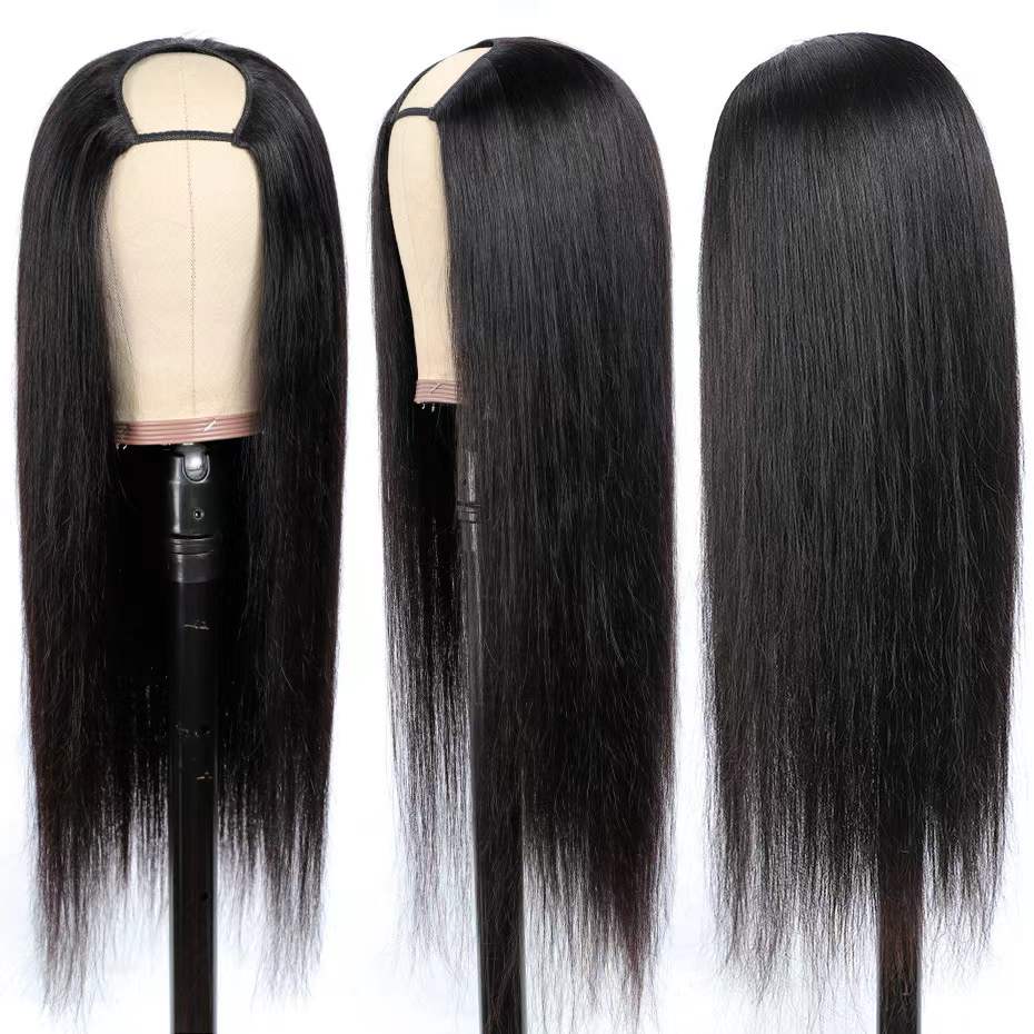 Wholesale High Quality Human Hair U-Part Wigs Straight For Black Women,Wholesale Body Wave Brazilian Human Half Wig Vendor