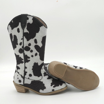 Botas de couro de lantejoulas de boots de cowboy infantil