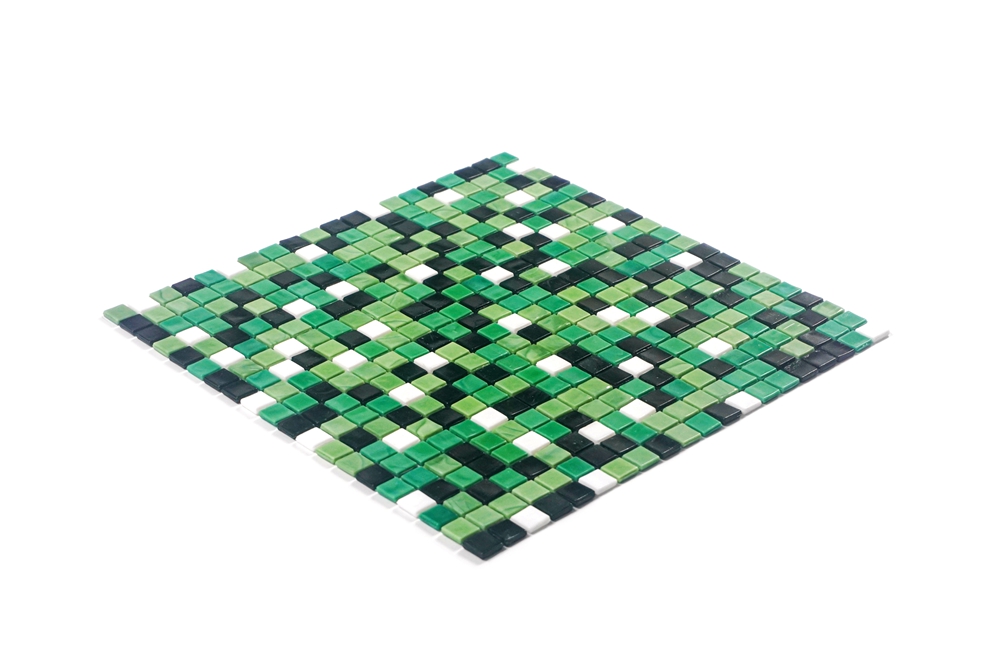 Colorless glass mosaic tiles