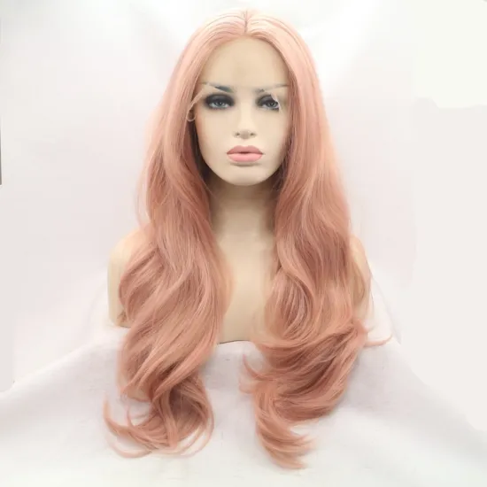 Vigorous mono long premium high quality straight wholesale black women synthetic hair wigs with lace front