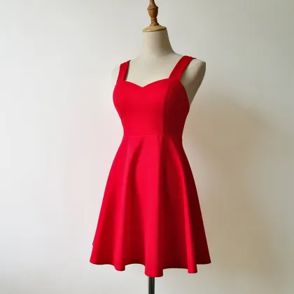 Solid Plain Backless Mini Swing Dress