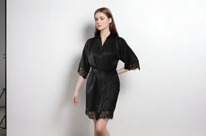 DMSISI8019 Women's Ice Silk Pajamas: Sexy Loose Lace Sleeping Dress