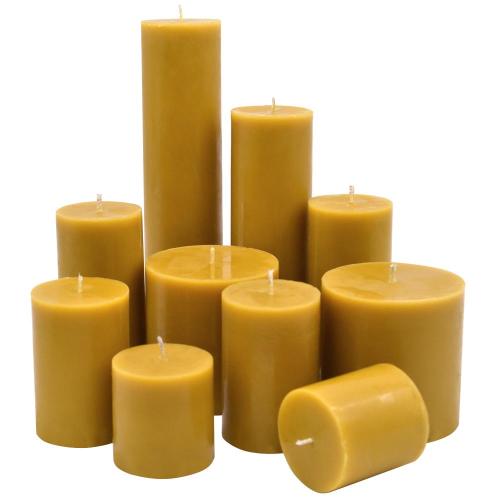 China Large Natural Beeswax Pillar Candles For Clean Air Manufactory