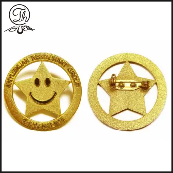 Smile face gold color lapel pin