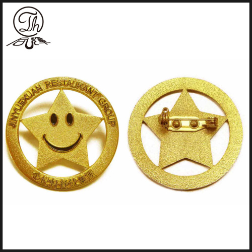 Smile face gold color lapel pin