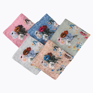 Wholesale 100% Linen Flower Pattern Handkerchiefs from Italian Factory