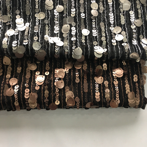 Fashion Sector Sequin Embroidery On Poly Mesh Fabric