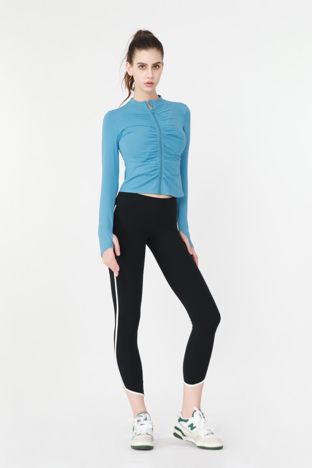 The Blue Pleated Yoga Top