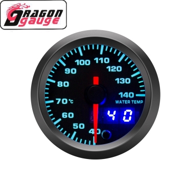 DRAGON GAUGE 12V 52mm Water Temperature Gauge - Dual View Pointer Digital Auto Meter