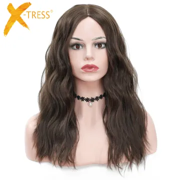 X-TRESS New Fashion 20 Inch Brown Synthetic Hair Wigs High Temperature Fiber Middle Part Wigs Machine Made Natural Hair Wigs