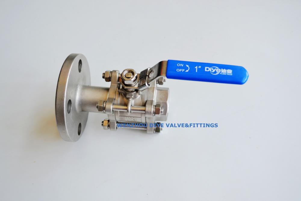 Valve à billes à bride en acier inoxydable 3pc