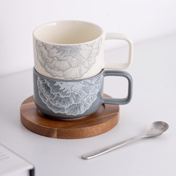 Nouvelles tasses de cappuccino romaines tasse de tasse latte ensemble de thé en porcelaine en porcelaine tasse de café et soucoupe set bos céramique