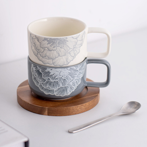 New Roman Cappuccino Cups Latte Cup Tea Set Ceramic Porcelain Coffee Cup and Saucer Set Bone Ceramic