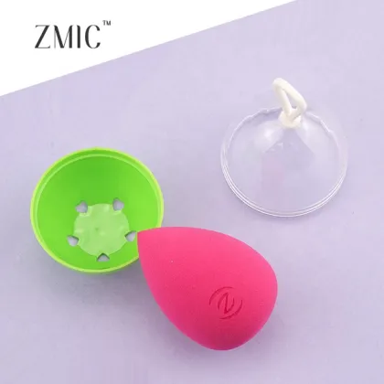 Nude Pink Powder Puff with Case - Large Makeup Accessory