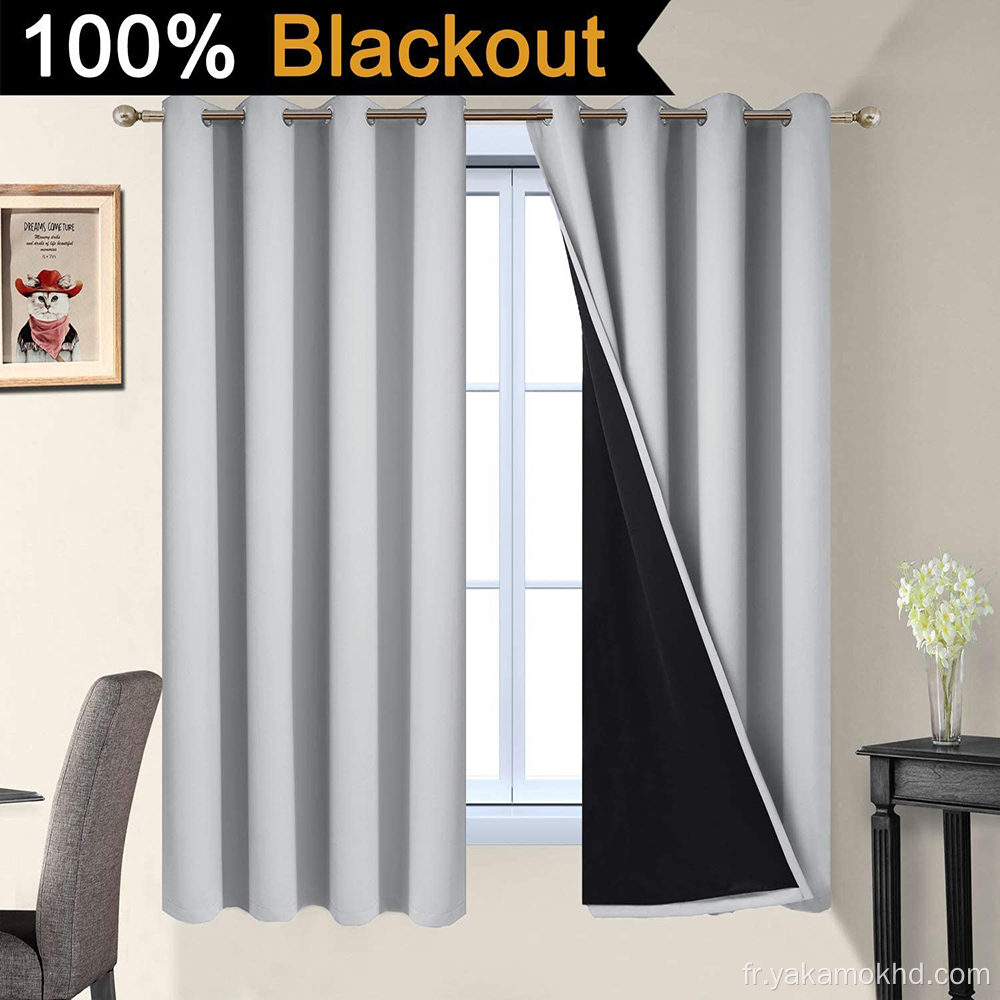 Rideaux 100% occultants gris clair de 63 pouces de long