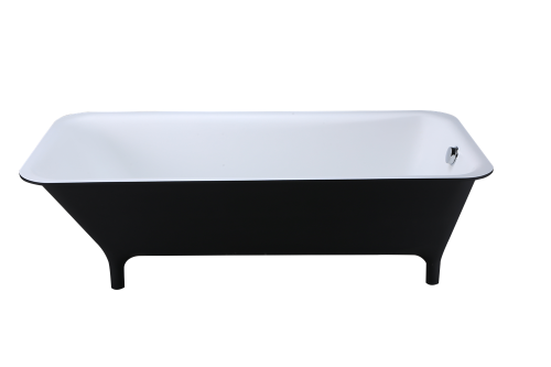 Black free standing pure acrylic rectangle bathtub