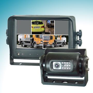 Vehicle Rearview System with 11 IR Night Vision Camera and 7-inch Quad LCD Monitor