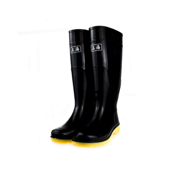 Black Waterproof Insulation Rain Boots Fabric PVC Rubber Safety Shoes