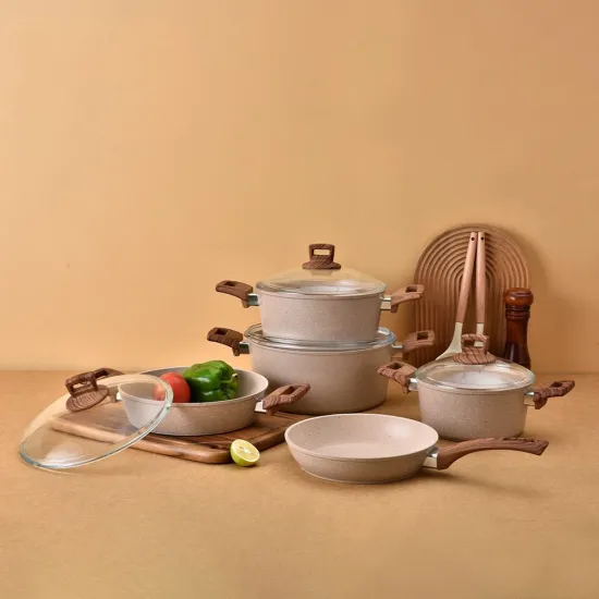 Wholesale 9-Piece Forged Aluminum Non-Stick Granite Cookware Set